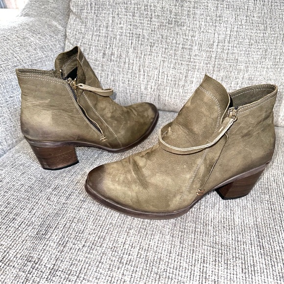 ethem Shoes - Ethem Anthropologie Women’s sz 41 US 10 Olive Ankle Zip Booties Heeled Boots